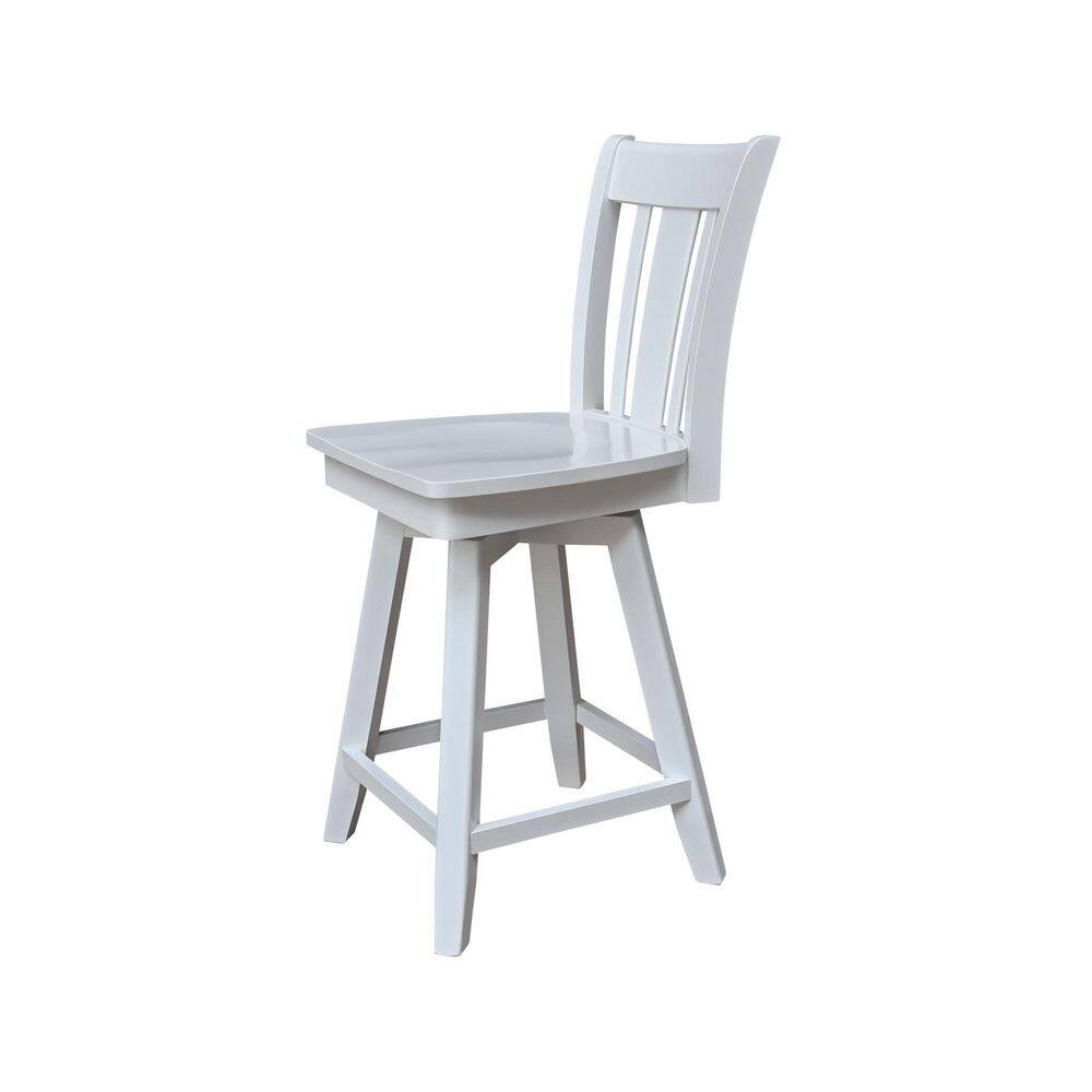 San Remo White Wood Swivel Counter Height Stool