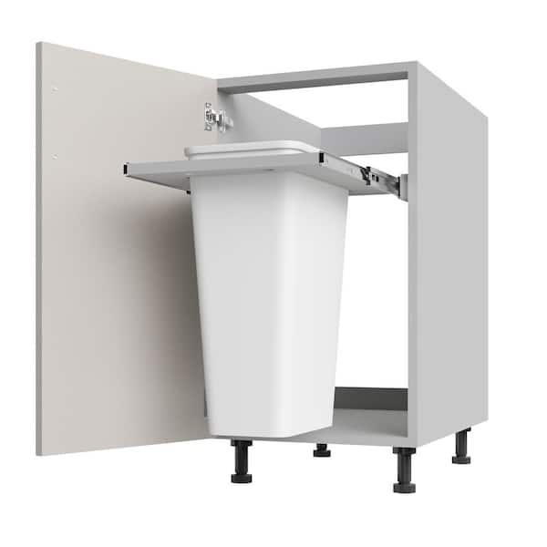 Outdoor Cabinetry Shoreline Gray Matte Flat Panel Stock Assembled Base Kitchen Cabinet Trash 18 in.x 34.5 in. x 27 in.