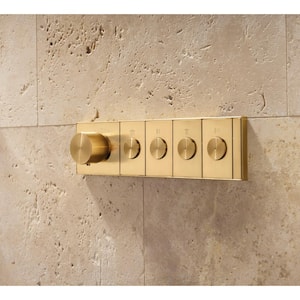 Anthem 4-Outlet Thermostatic Valve Control Panel with Recessed Push-Buttons in Polished Chrome