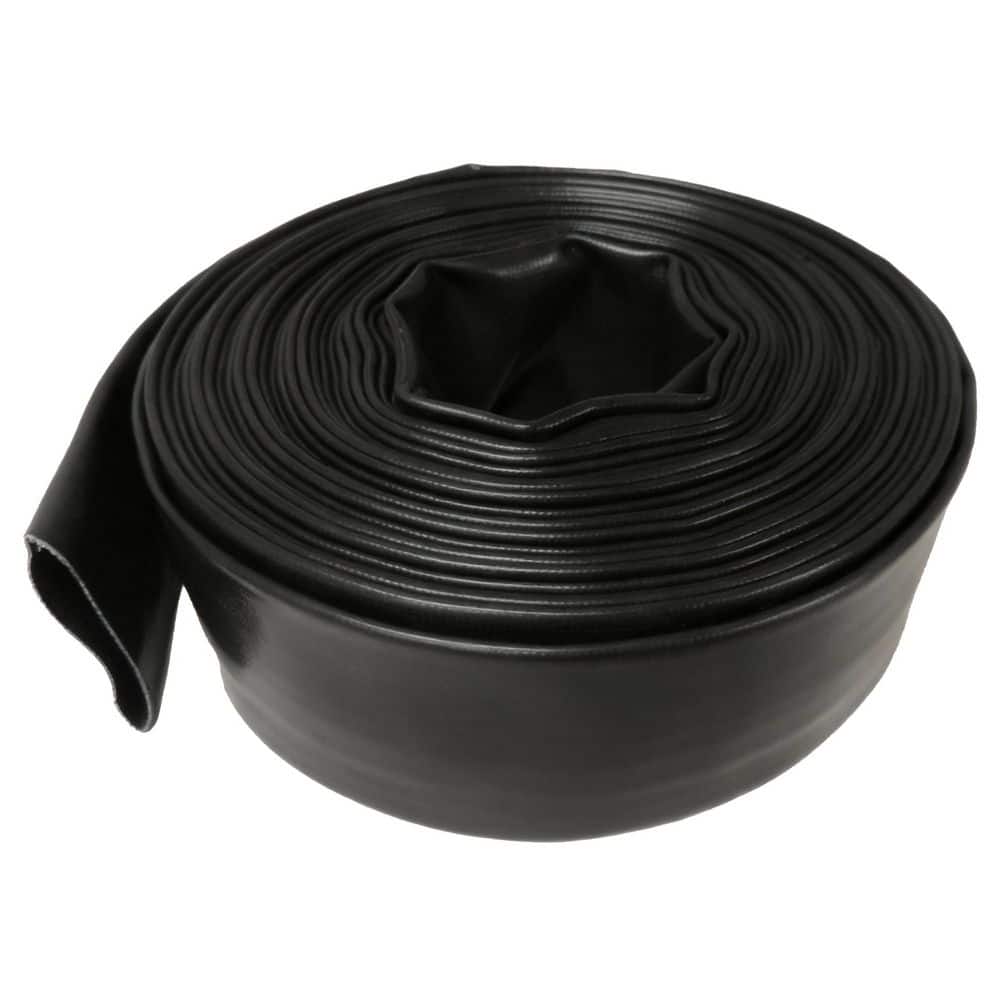 HYDROMAXX 2 in. x 100 ft. Heavy Duty 6 Bar Black Lay Flat Flexible PVC ...