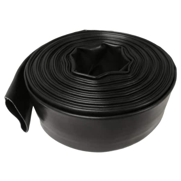 8 in. x 50 ft. Heavy Duty 4 Bar Black Lay Flat Flexible PVC Discharge and Backwash Hose