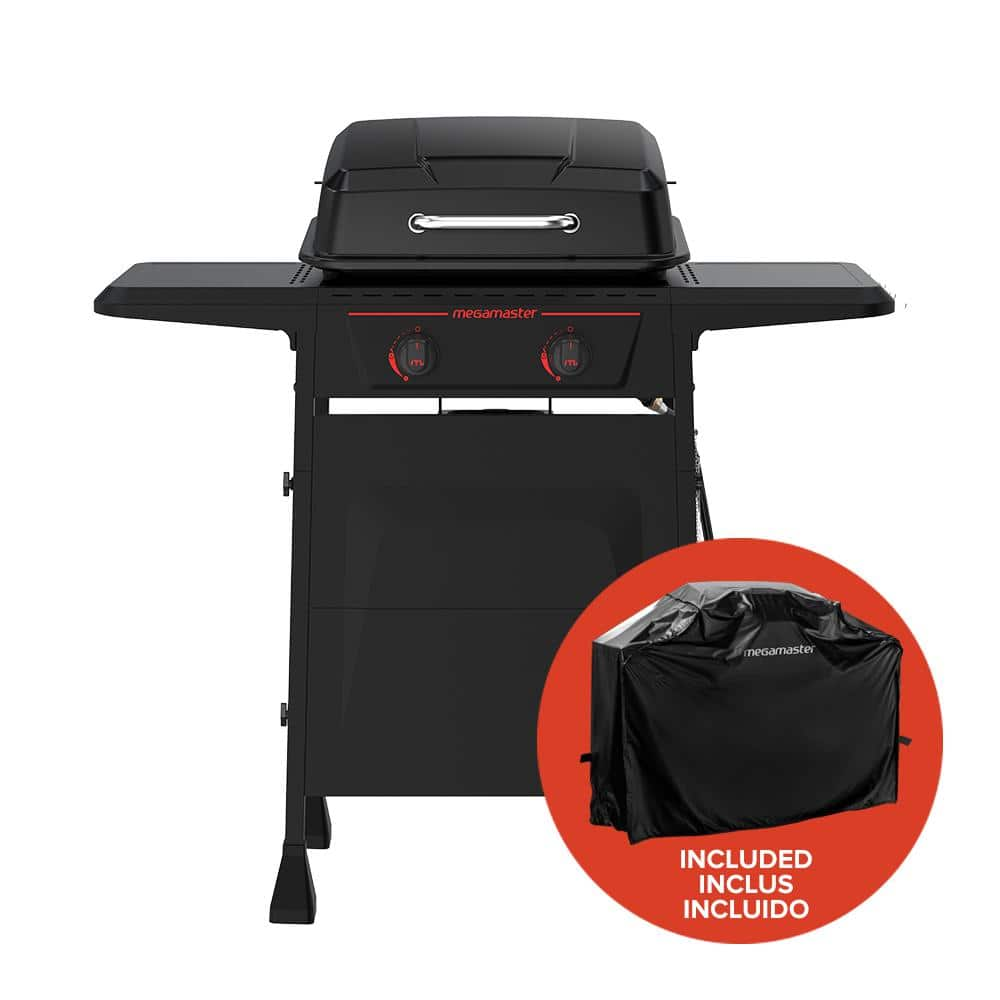 Megamaster 2 Burner Propane Gas Grill in Black with Cover 300