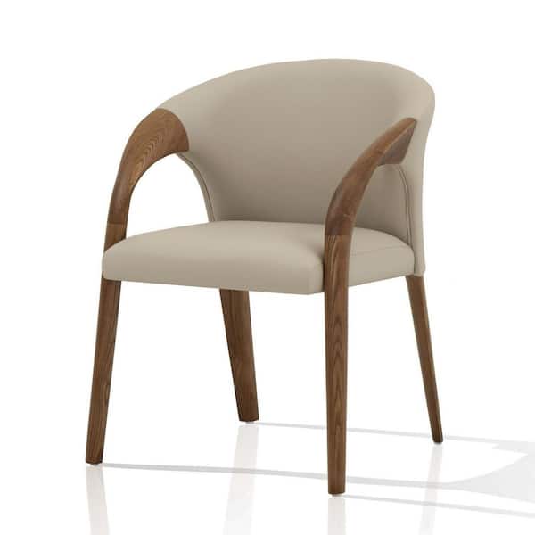 Wynetta Grey and Walnut Vegan Leather Dining Chair