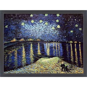 Starry Night Over the Rhone by Vincent Van Gogh Gallery Black Framed Architecture Oil Painting Art Print 34 in. x 44 in.