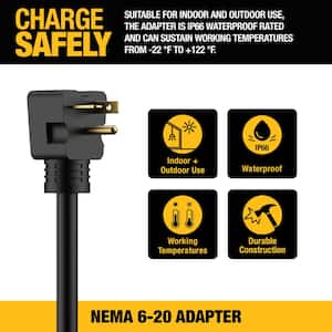 NEMA 6-20 Adapter 16 Amp/240-Volt Compatible 32 Amp Portable EV Charger, High Power Connector, Easy Connect