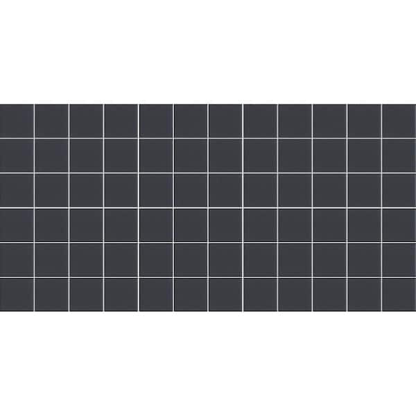 Daltile Keystones Unglazed Black 12 in. x 24 in. x 6 mm Porcelain Mosaic Floor and Wall Tile (24 sq. ft. / case)