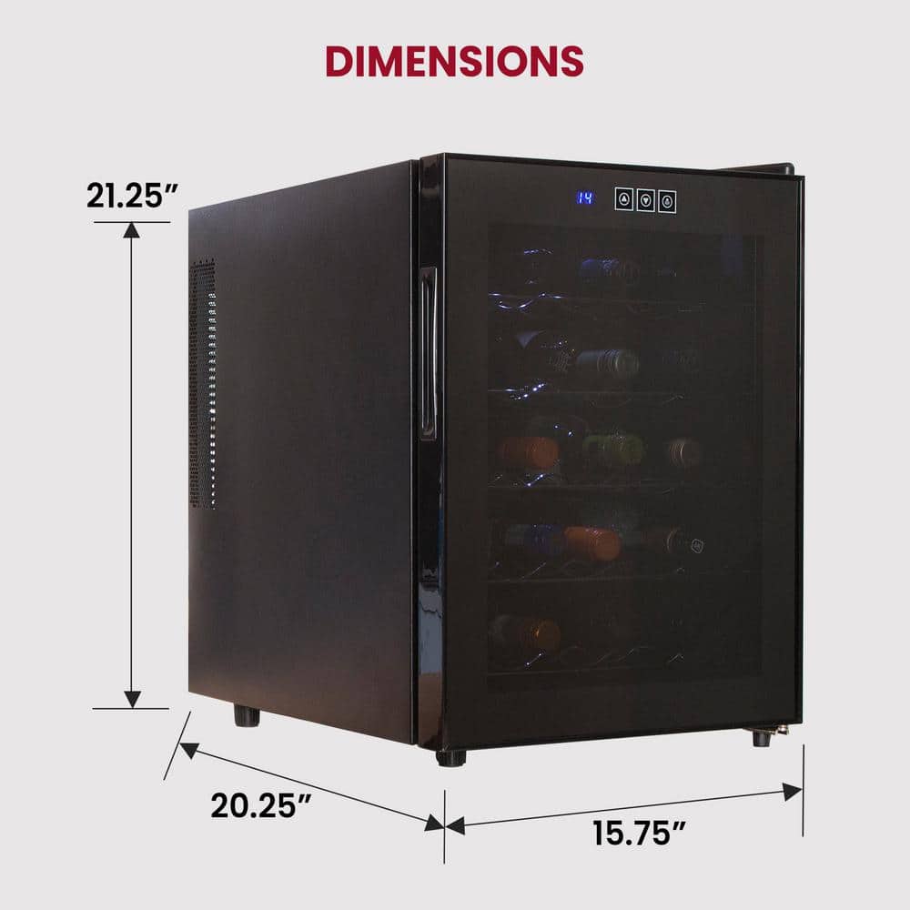Black Thermoelectric 20 Bottle Freestanding Wine Cooler