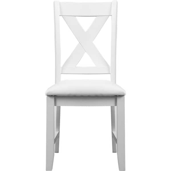 Camden Isle Kendal White Faux Leather Dining Chair Set of 2