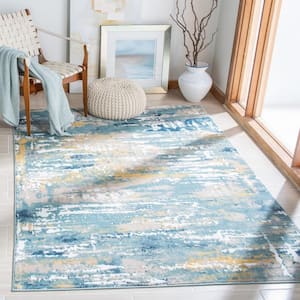 Skyler Teal/Gold 5 ft. x 8 ft. Geometric Abstract Area Rug