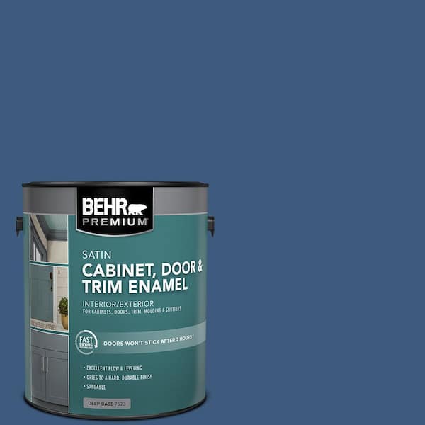 BEHR PREMIUM 1 gal. #M520-7 Admiral Blue Satin Enamel Interior/Exterior Cabinet, Door & Trim Paint