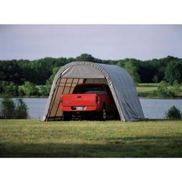 12x20x8 round shelterlogic shelter portable garage carport canopy instant 71332 Shelterlogic Sheltercoat 12 Ft X 20 Ft Wind And Snow Rated Garage Round Gray Std 71332 The Home Depot