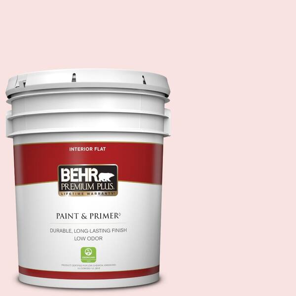 BEHR PREMIUM PLUS 5 gal. #RD-W02 Candy Floss Flat Low Odor Interior Paint & Primer