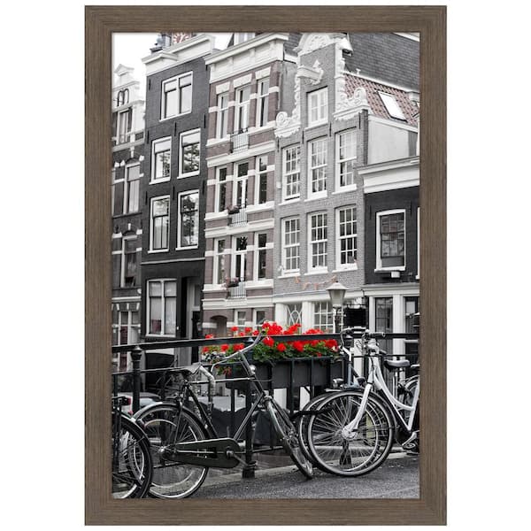 Amanti Art Hardwood Mocha Narrow Wood Picture Frame Opening Size 20 x 30 in.