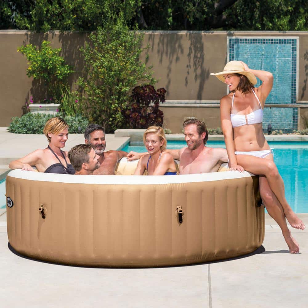 Intex PureSpa Tan 6-Person Inflatable Round Hot Tub Spa Set