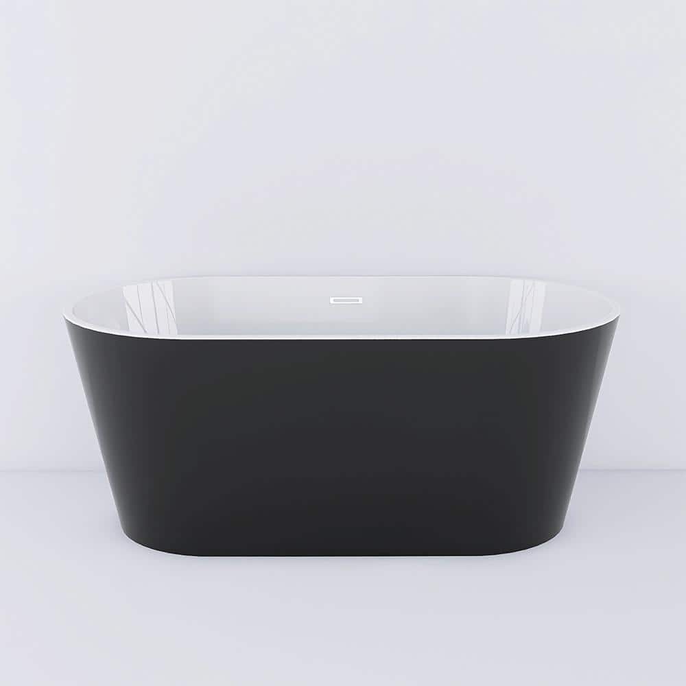 67 in. x 31 in. Soaking Bathtub with Center Drain in Glossy Black