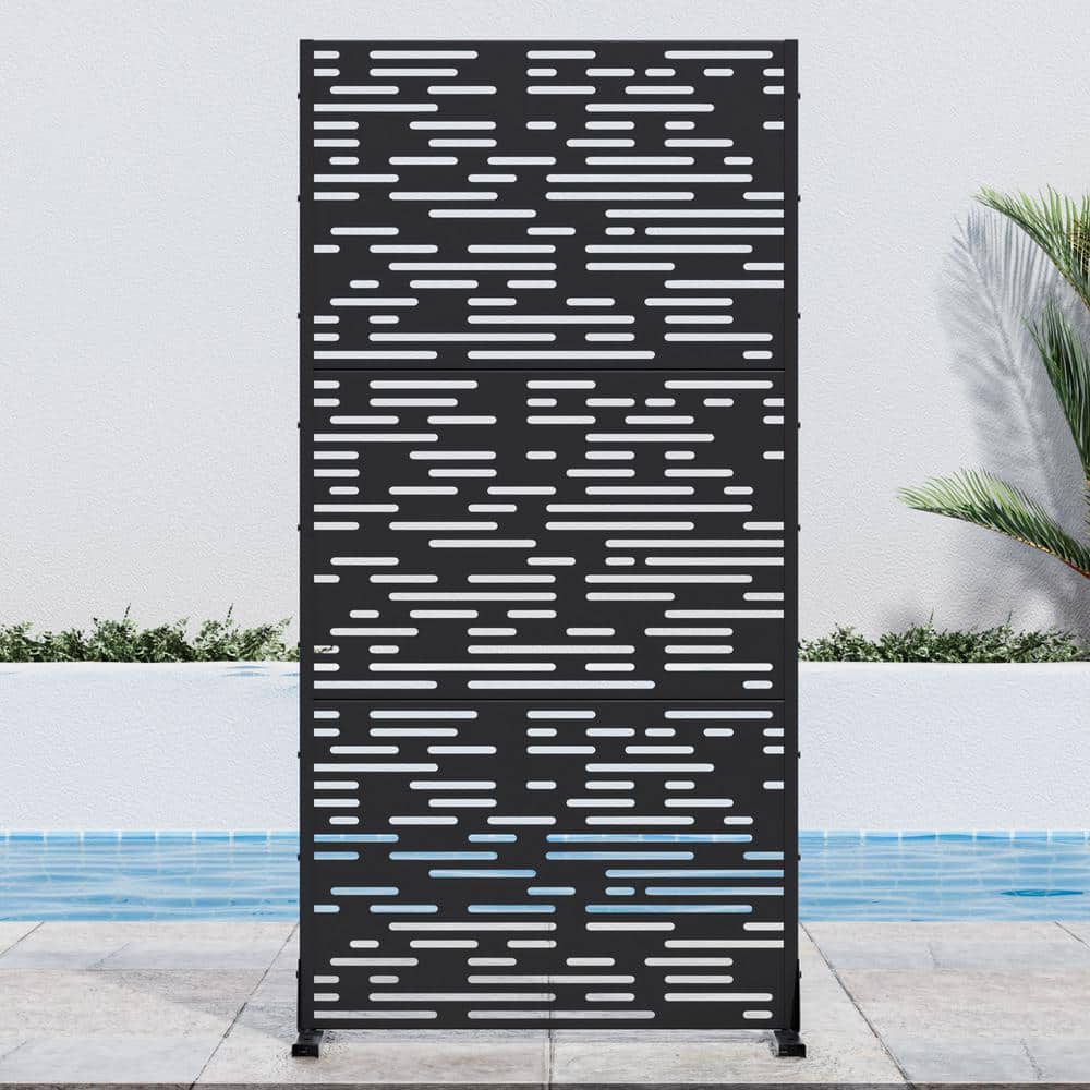 72 in. H x 35 in. W Black Outdoor Metal Privacy Screen Garden Fence