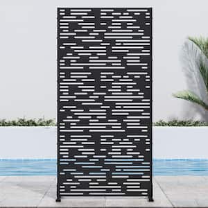 72 in. H x 35 in. W Black Outdoor Metal Privacy Screen Garden Fence