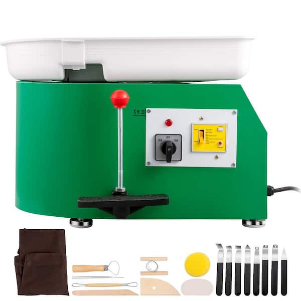 SKYSHALO Pottery Wheel 28cm Pottery Forming Machine 350W Electric Pottery Wheel with Adjustable Feet Lever Pedal DIY Clay Tool