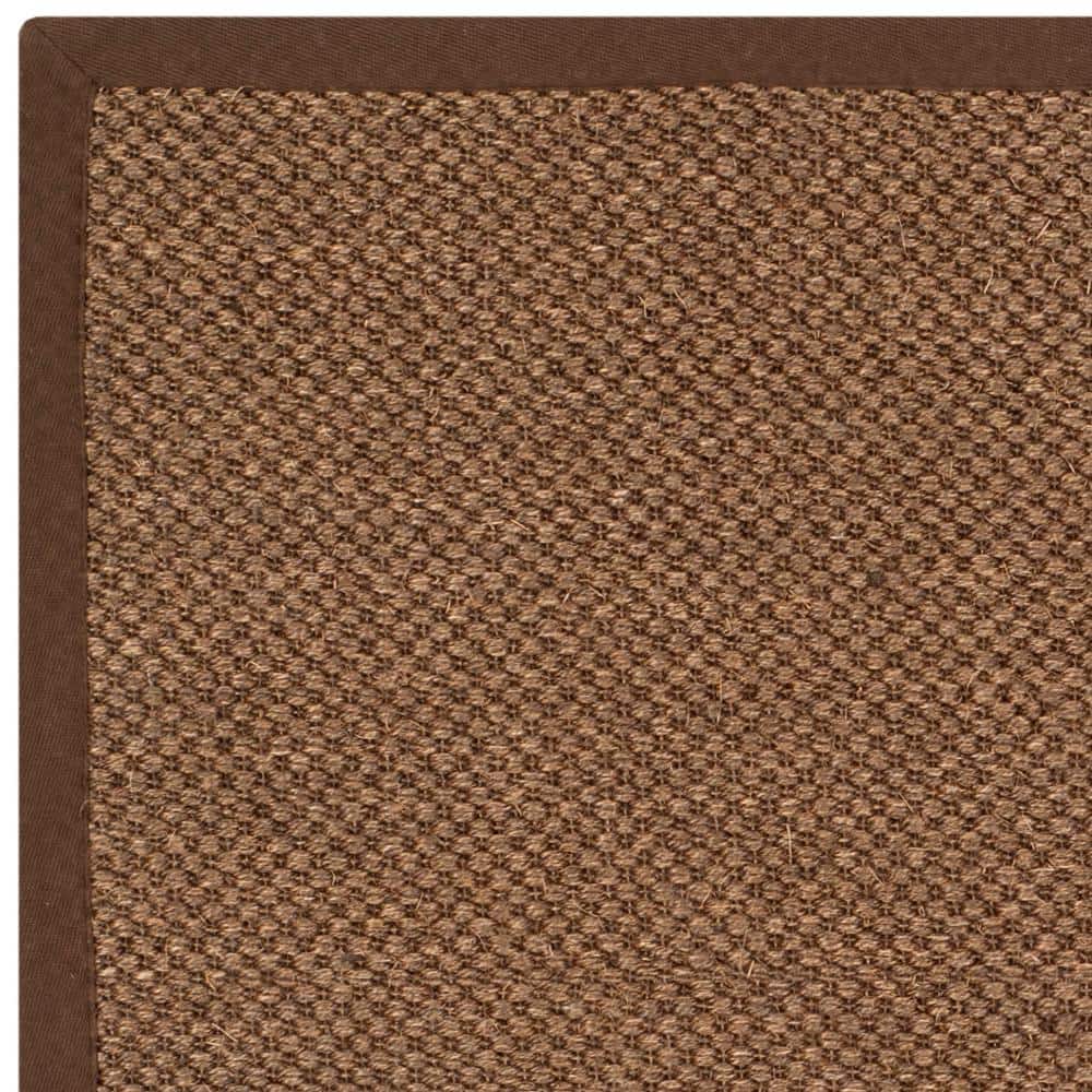 Hand-Knotted Cotton Natural Fiber 6' Square Brown Area Rug
