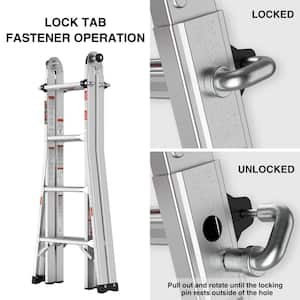 17 ft. Aluminium Alloy Foldable Extension Ladder, A-Frame, 250 lb. Load Capacit