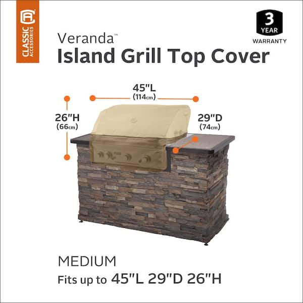 Veranda 45 in. L x 29 in. D x 26 in. H Grill Top Cover in Pebble