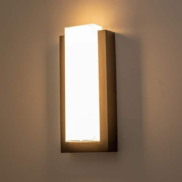 Matte Black Outdoor Hardwired Dimmable LED Wall Lantern Sconce with Frosted Glass Shade