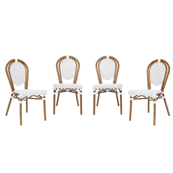 Carnegy Avenue Brown Aluminum Outdoor Dining Chair in White Set of 4
