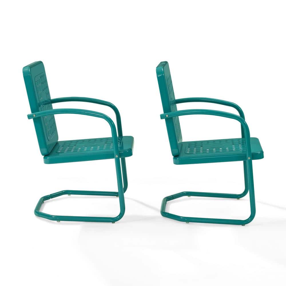 Vintage Turquoise Retro Metal Outdoor Armchair Set
