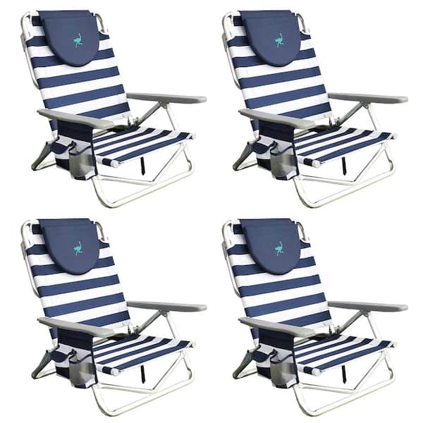 Ostrich Aluminum On Your Back Sand Beach Chair 6 in Off The Ground Lounge Chair (4-Pack)