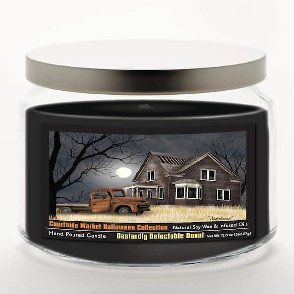 Halloween Collection Barn Moon Light 14 oz Candle Glass Jar with Brushed Silver Metal Lid