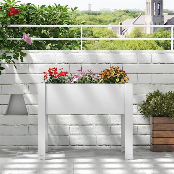30 in. L x 18 in. W x 24 in. H Modular Self-Watering White Plastic Raised Beds