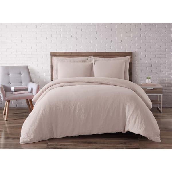 Brooklyn Loom 3-Piece Blush King Duvet Cover Set