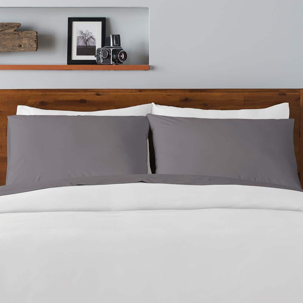 Charcoal Queen Cotton Percale Deep Pocket Sheet Set