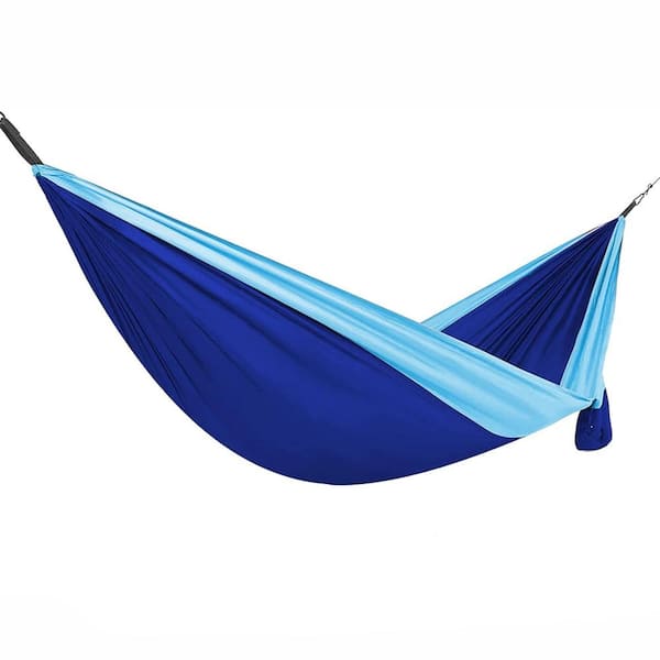 Otryad 9 ft. Portable 2-Person Outdoor Hammock with Reinforced Steel Carabiners and Stuff Sack, Blue