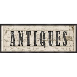 Antiques Wood Sign Framed Giclee Typography Art Print 42 in. x 16 in.