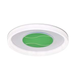 19 in. 95-Watt Modern Tennis Ball Pattern Integrated LED Flush Mount with White Acrylic Shade