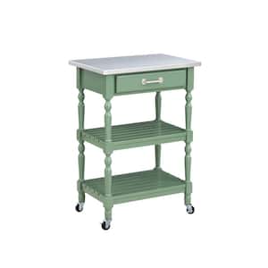 Carolina Green Kitchen Cart w/Stainless Steel Top and Equestrian