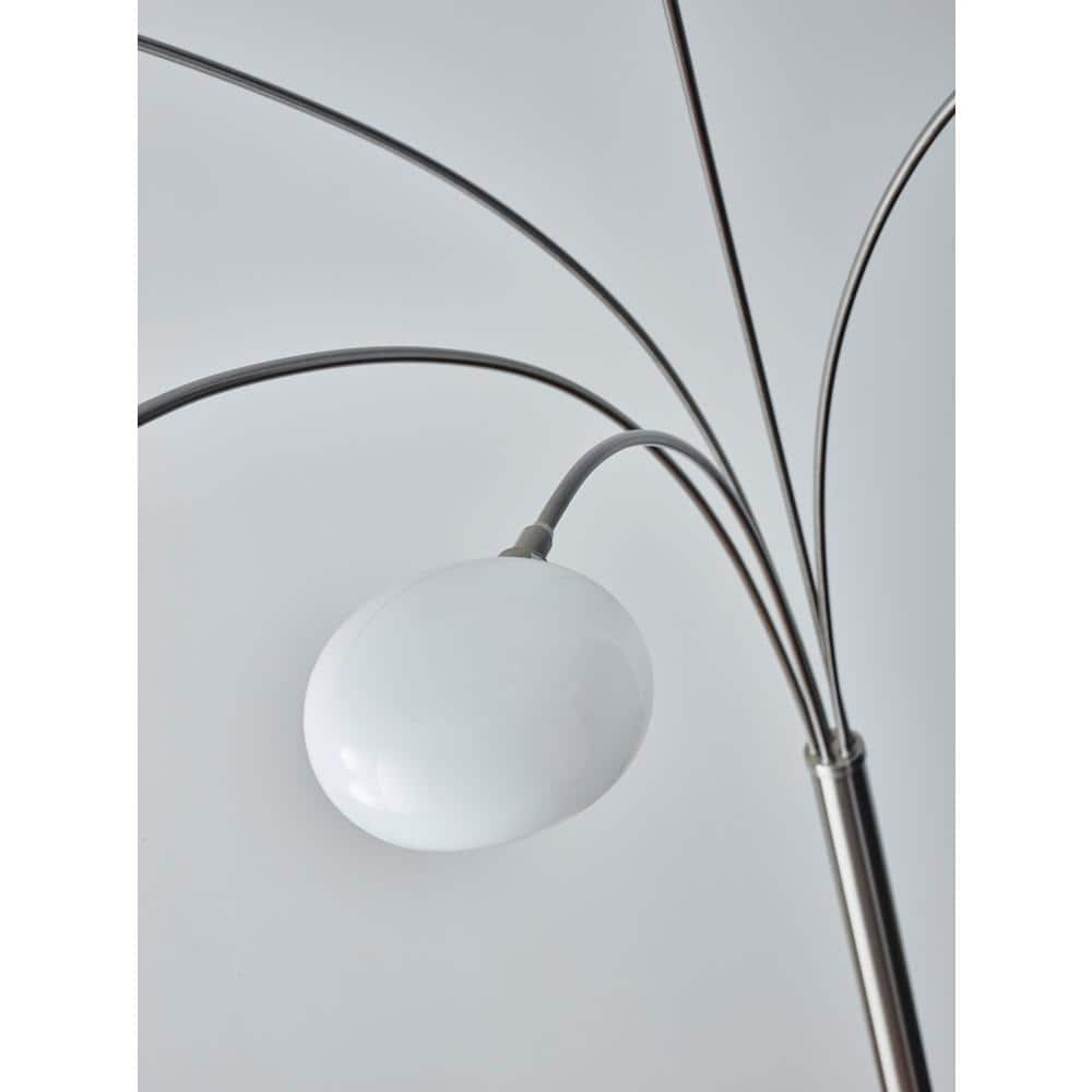 Adjustable Multi-Head White Arc Floor Lamp with Marble Base