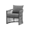 Unbranded Gray Aluminum Modern Curved Outdoor Lounge Chair Patio Dining Chair with Stylish Rope-Weave Design and Gray Cushions zx-686