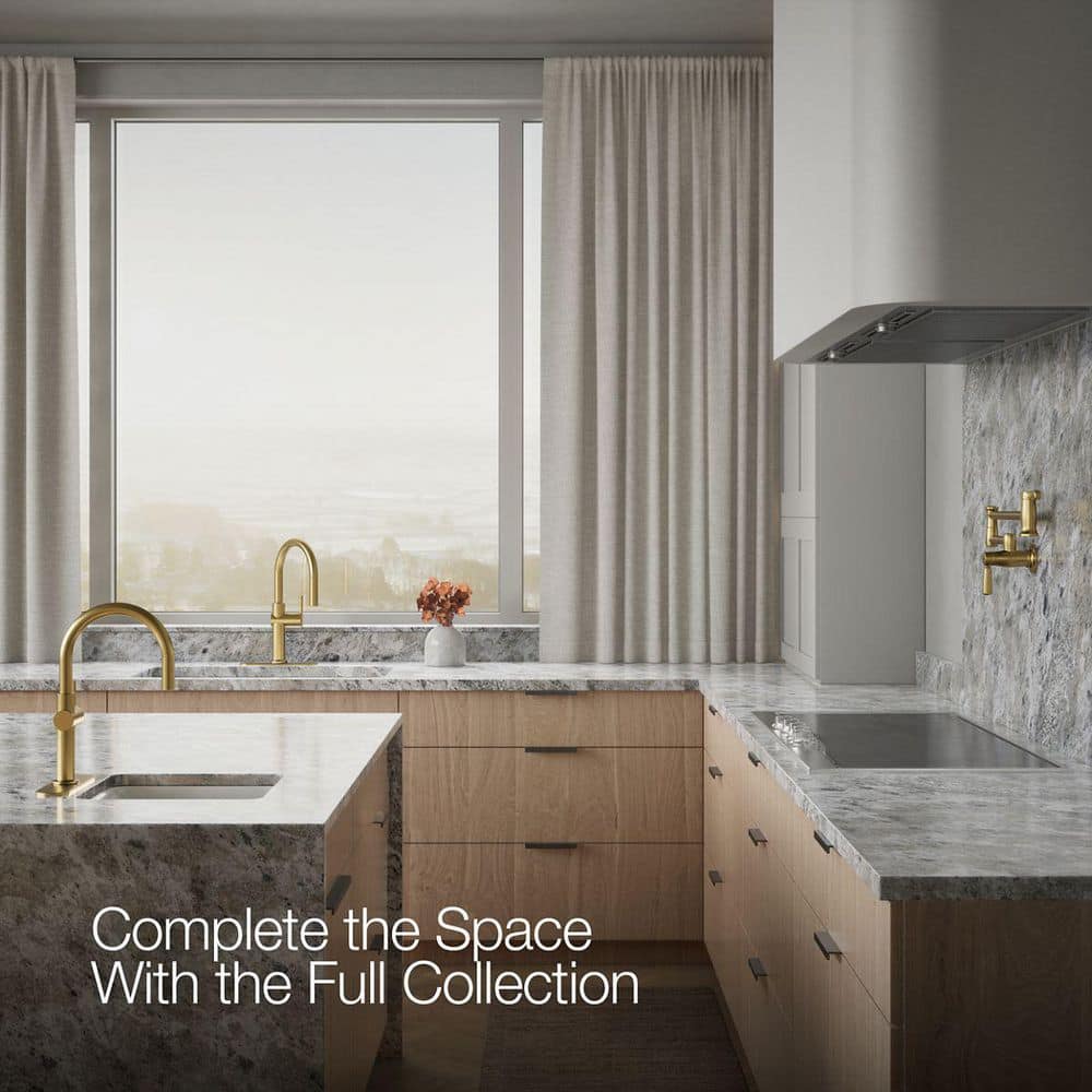 Sophisticated Moderne Brass Regular Kitchen Faucet with Pull-out Spray