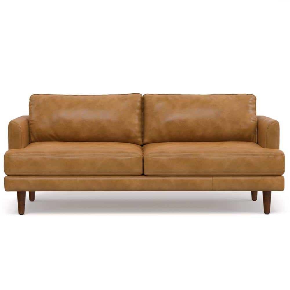 Sienna Leather 76-Inch Sofa with Removable Cushions