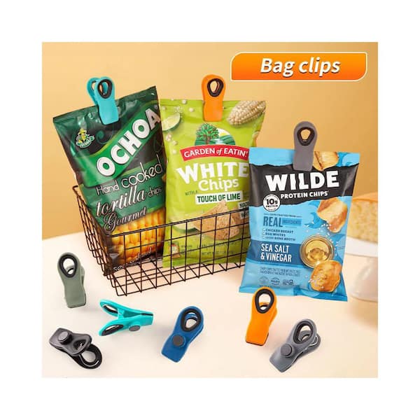 Chip Clips with Magnetic and Silicone Textured Mouth for Bread Bag and Food Package (10-Pack)