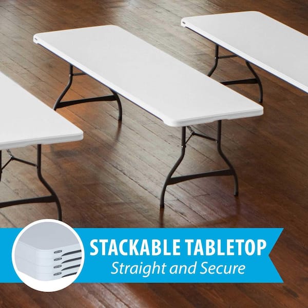 Lifetime 96 in. White Plastic Stackable Folding Banquet Lifetime 96 in. White Plastic Stackable Folding Banquet