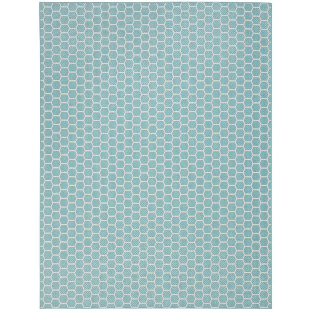 Reversible Indoor Outdoor Aqua 8 ft. x 10 ft. Honeycomb Contemporary Area Rug price history on PriceWatchPro