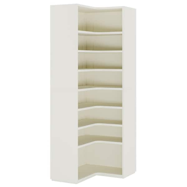 Frailey 64.96 in. Tall White Wood Free-Standing Large 9-Tier Open Display Shelves Corner Bookshelf Storage Rack Bookcase