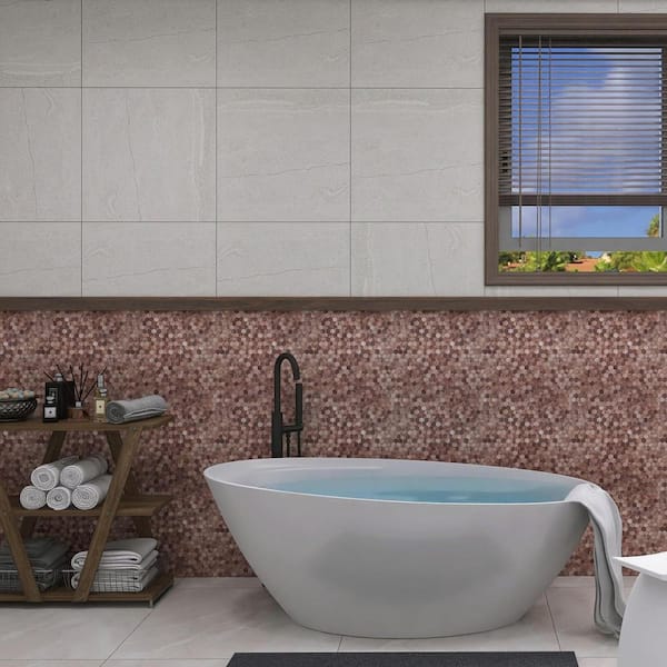 Rose Gold Peel and Stick Backsplash 3D Textured Wallpaper Panel for Kitchen (Set of 8)