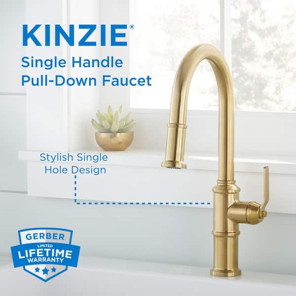 Kinzie Single Handle Pull Down Sprayer Kitchen Faucet in Brushed Bronze