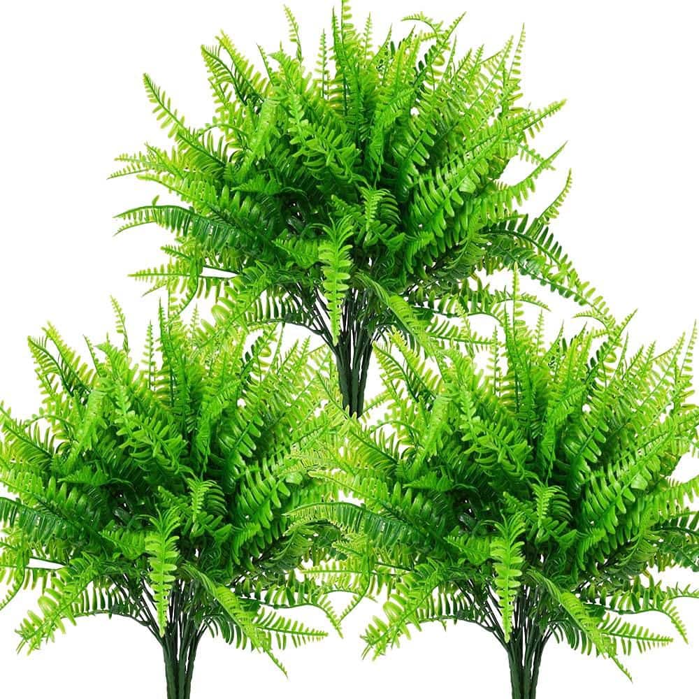Vining Fern Afoxsos 1 in. Green Artificial Boston Fern Plant Vine UV Resistant ...