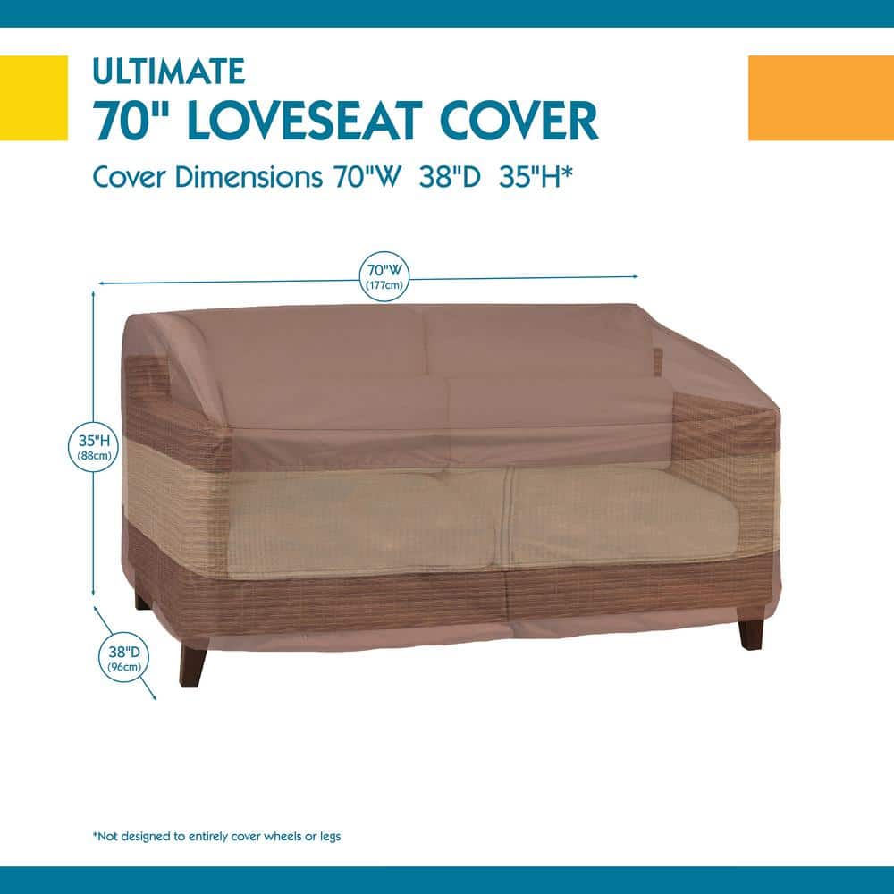 Ultimate Waterproof 70 Inch Mocha Cappuccino Patio Loveseat Cover