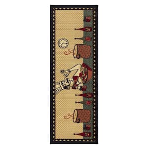 Cookery Collection Non-Slip Rubberback Chef 2x5 Kitchen Runner Rug, 1 ft. 8 in. x 4 ft. 11 in., Beige Chef
